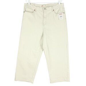 Signature Levi Strauss Women Stretch High Rise Loose Beige Crop Jeans Sz 18 NWT
